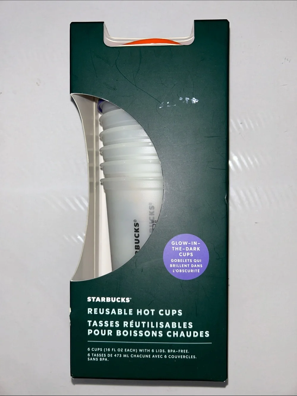 BNIB Starbucks Halloween Reusable Hot Cups that Glow-In-The-Dark